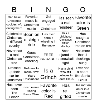 CHRISTMAS Bingo Card