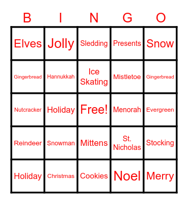 Wester Winter Party Bingo Card