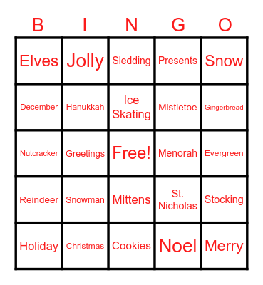 Wester Winter Wonderland Bingo Card