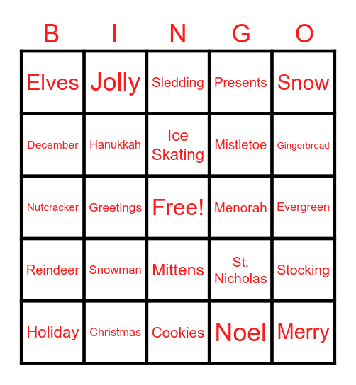 Wester Winter Wonderland Bingo Card