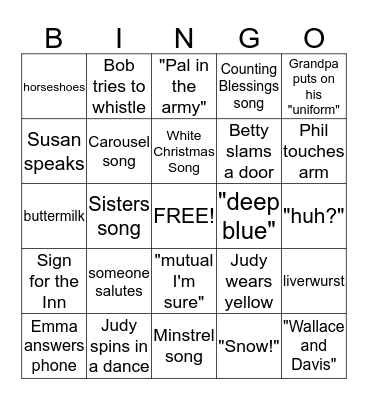 White Christmas Bingo Card
