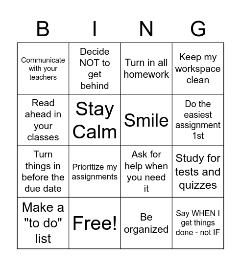 Success ways to start off the new tri (4th hour) Bingo Card