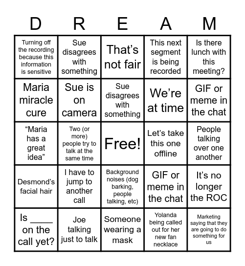 NCALDT Bingo 2020 Bingo Card