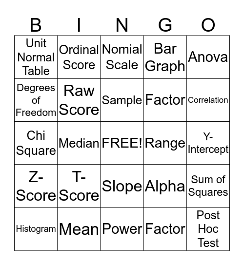 STATS BINGO! Bingo Card