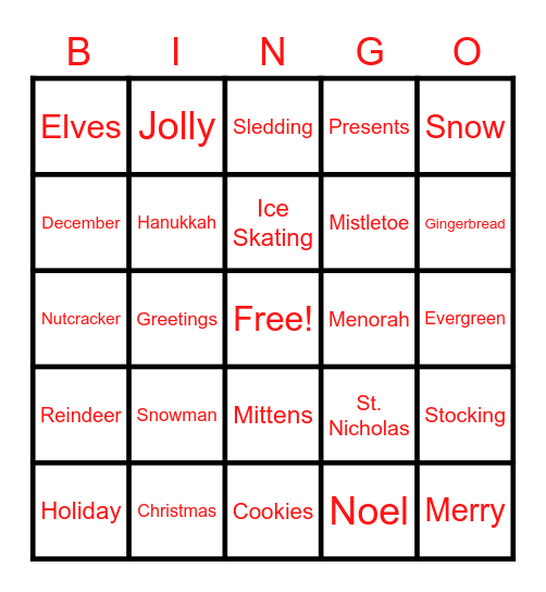 Wester Winter Wonderland Bingo Card