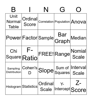 STATS BINGO! Bingo Card