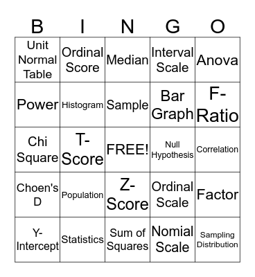 STATS BINGO! Bingo Card