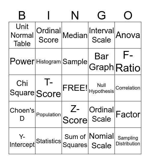 STATS BINGO! Bingo Card