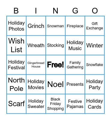 Holiday Bingo Card