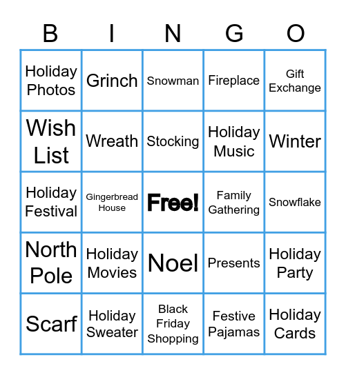 Holiday Bingo Card