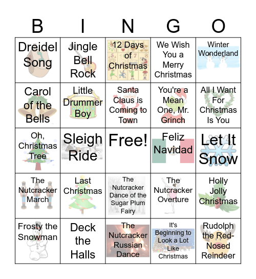 Holiday Music BINGO Card
