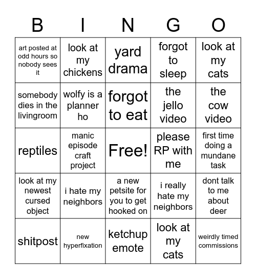 Wolfy Bingo Card