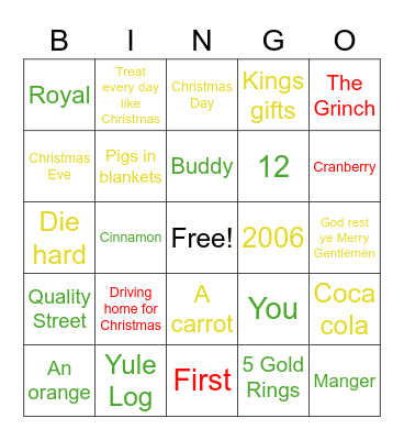 OM Christmas Bingo Card