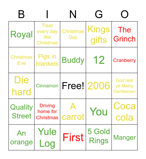 OM Christmas Bingo Card
