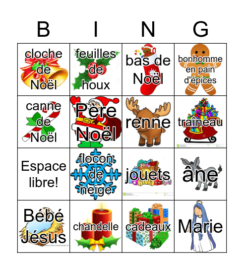 Bingo de Noël (commerciale et religieux) Bingo Card