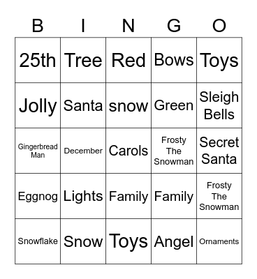 Christmas Bingo Card