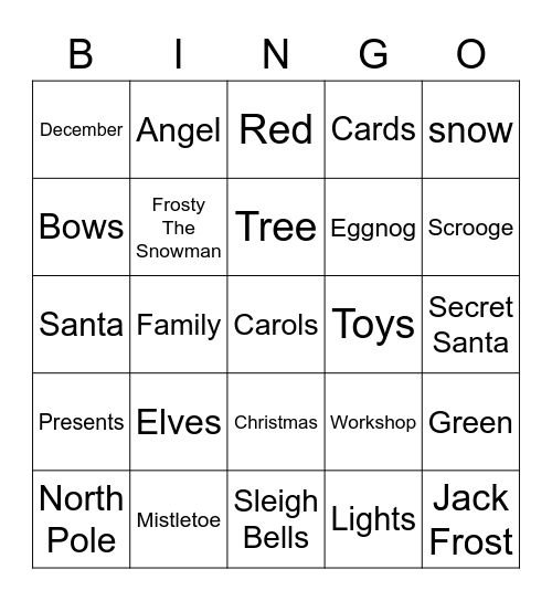 Christmas Bingo Card