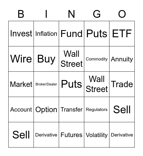 Schwab Industry Terms Bingo Card