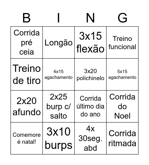 Bingo de Natal Papa-Léguas Bingo Card