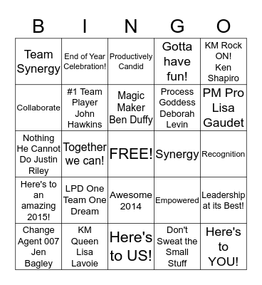 LPD Organizational Effectivness Bingo Card