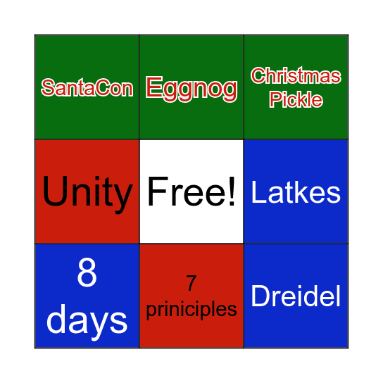 Winter Holidays Bingo Card