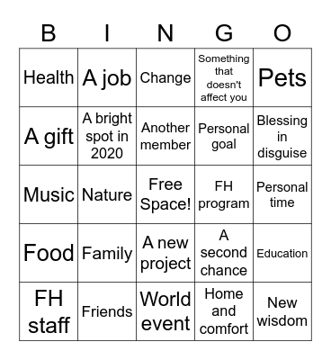 Gratitude Bingo! Bingo Card