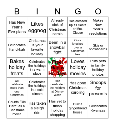 Don's Holiday Huddle Bingo Game! Bingo Card