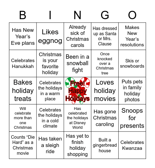 Don's Holiday Huddle Bingo Game! Bingo Card
