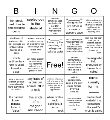 Science 3 Bingo Card