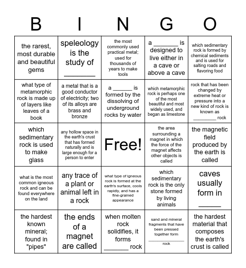 Science 3 Bingo Card