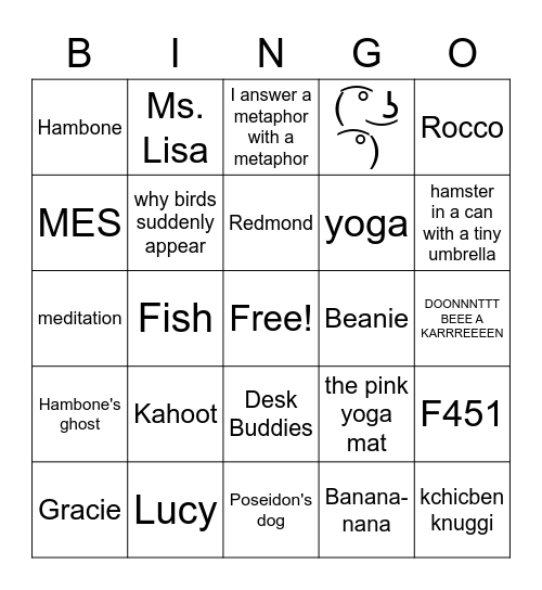MES Bingo Card