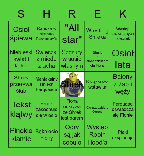 Shrek 1 Bingo Card