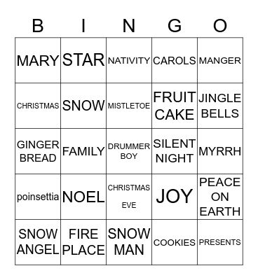 CHRISTMAS BINGO Card