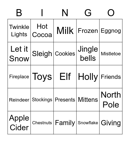 HUP-PY HOLIDAYS! Bingo Card