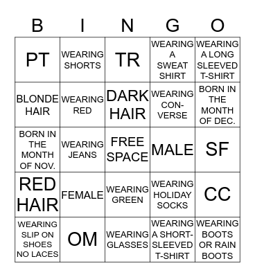 HOLIDAY BINGO Card