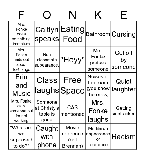 ToK Bingo Card