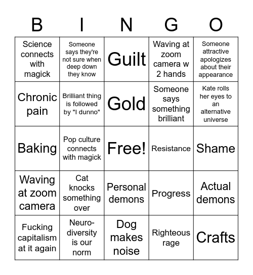 Spiritual Life Upgrade Bingo Card