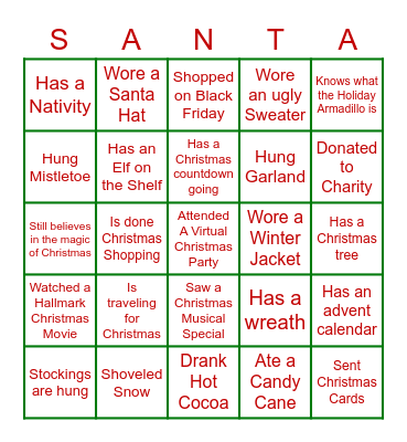 Christmas Bingo Card