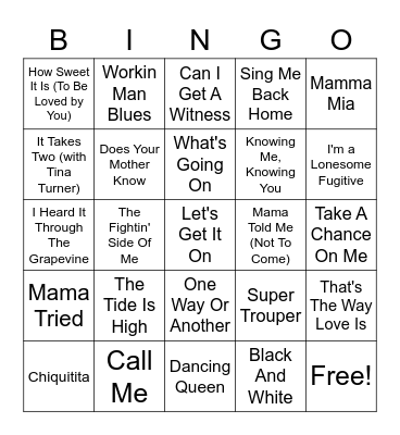 Top Hits of The 70's Bingo Card