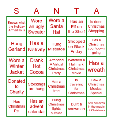 Christmas Bingo Card