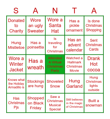 Christmas Bingo Card