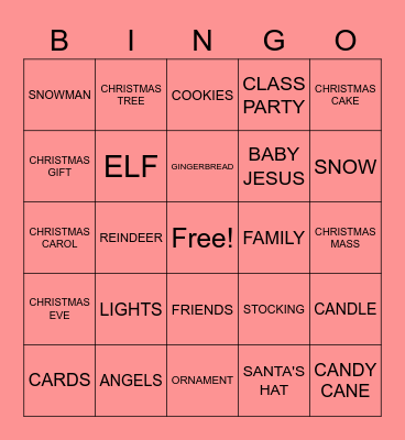 Ms Maloney's Christmas Bingo Card