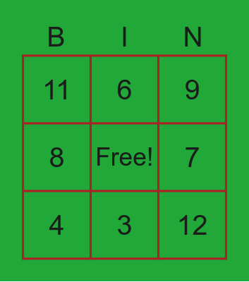 Division Basic Facts Bingo Card