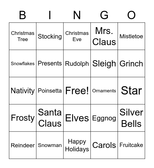 Christmas Bingo Card