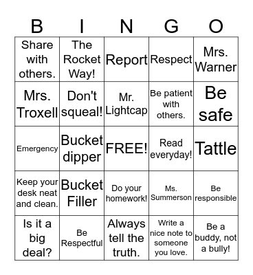 Second Grade Bingo!! Bingo Card