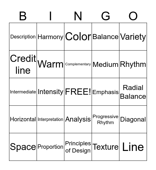 ART Bingo Card