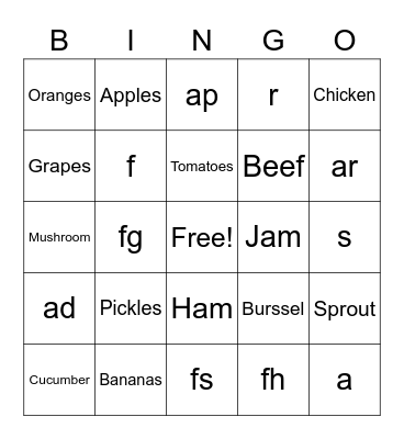Test Bingo Card