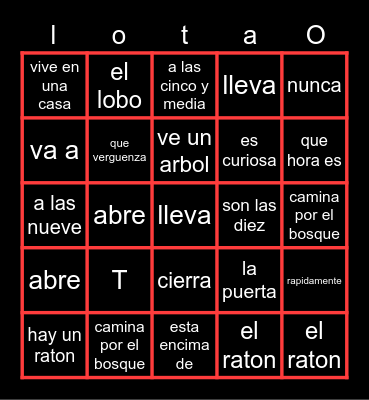 lotaria Bingo Card
