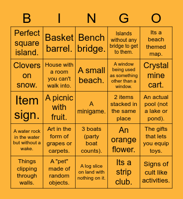 Pony Town Map Tropes Bingo Card