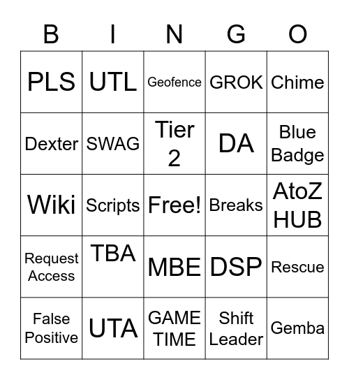 CO-DS Bingo Card